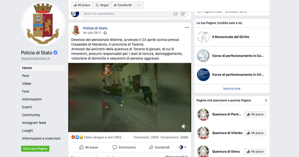 Pagina della Polizia di Stato su FB e odio istituzionale: alcune riflessioni